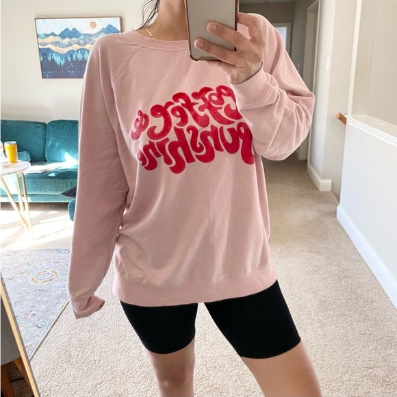 Wildfox Pink Coffee & Sunshine Boatneck Graphic Statement Sweatshirt - Picture 3 of 9